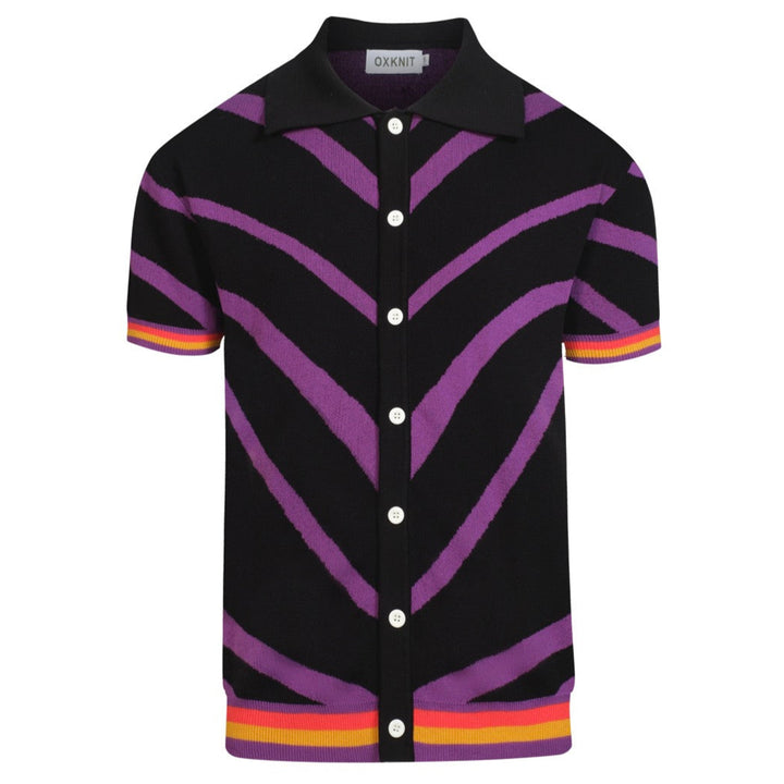 Cardigan tricoté de la ligne rétro noire pour hommes