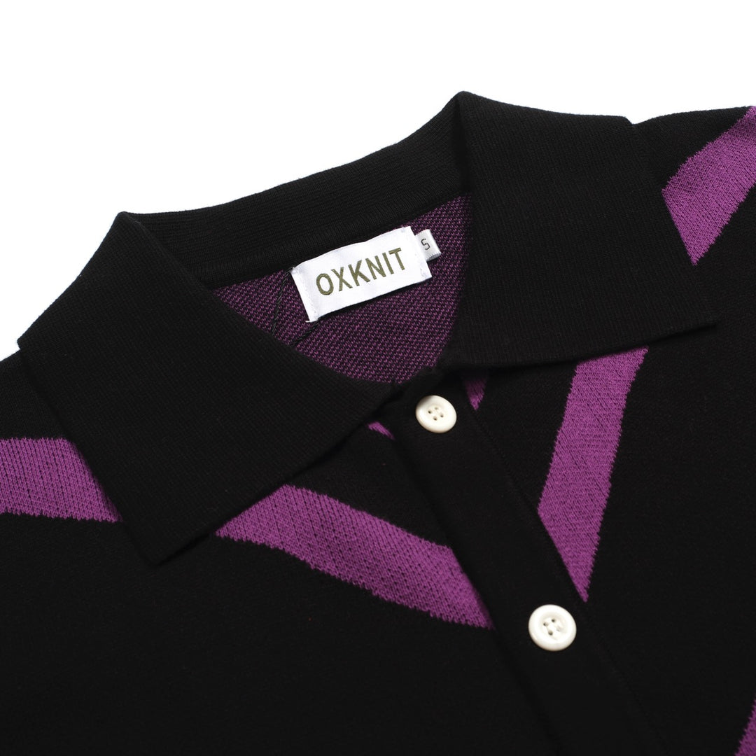 Cardigan tricoté de la ligne rétro noire pour hommes
