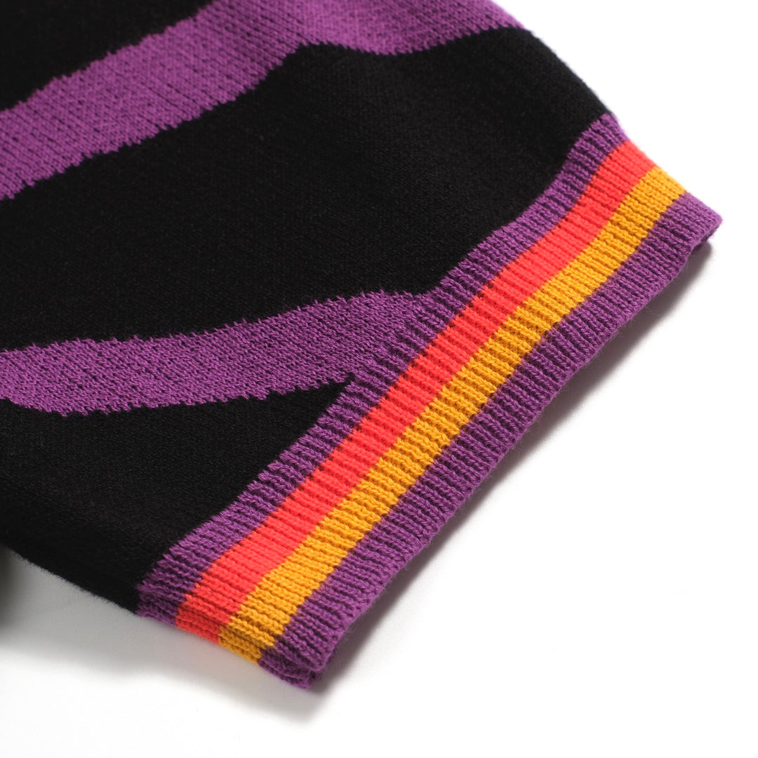 Cardigan tricoté de la ligne rétro noire pour hommes
