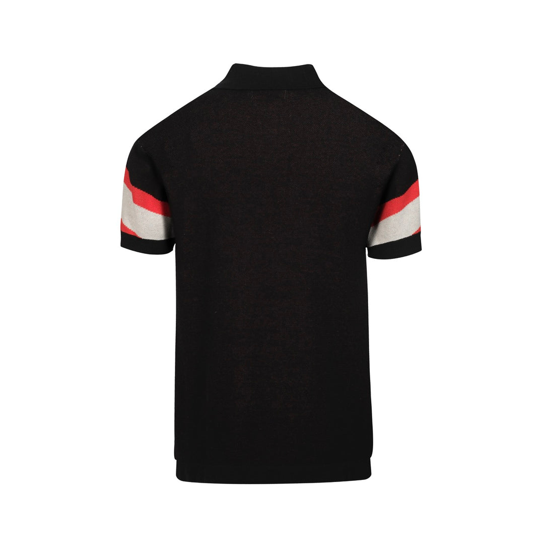 Polo à la mode tricoté rétro noir pour hommes
