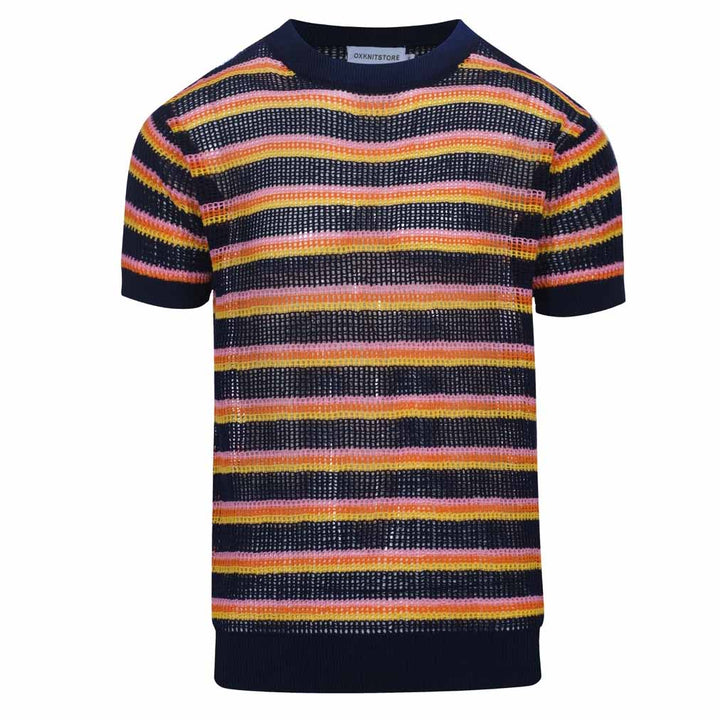 Men's black retro summer knitted T-shirt
