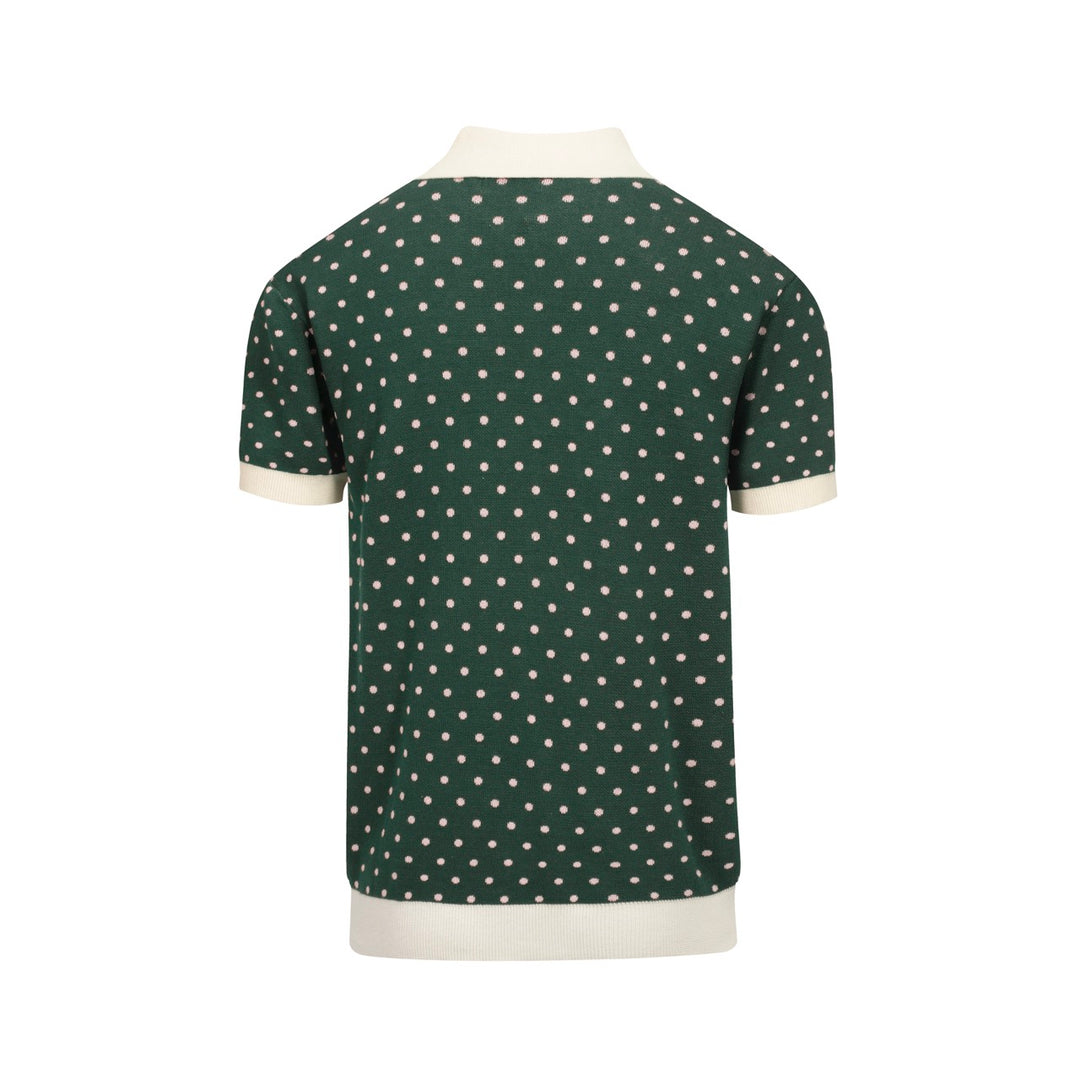 Men's green polka dot vintage knit cardigan