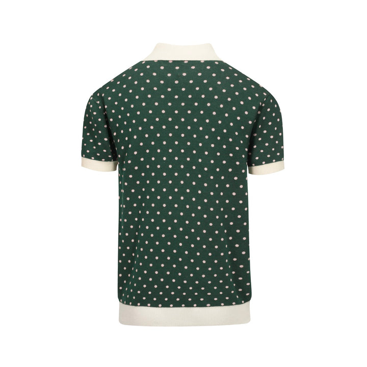 Men's green polka dot vintage knit cardigan