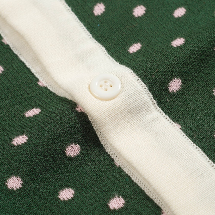 Men's green polka dot vintage knit cardigan