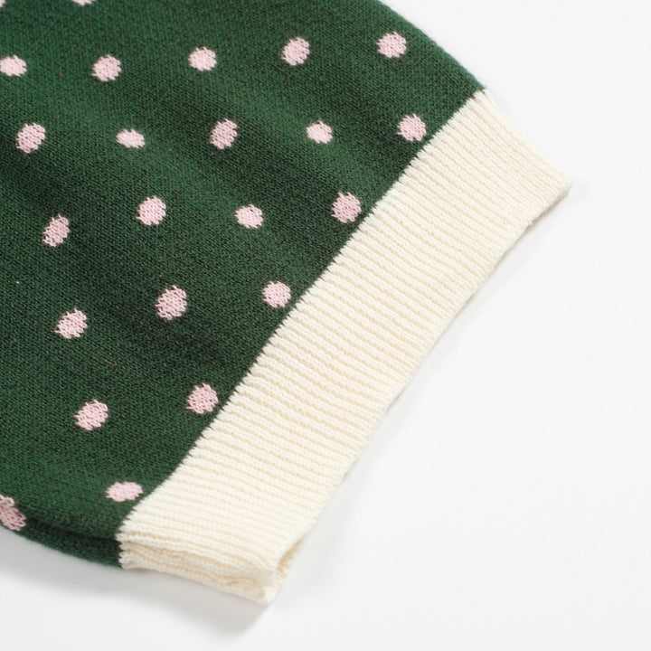 Men's green polka dot vintage knit cardigan