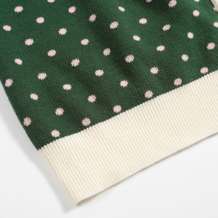 Men's green polka dot vintage knit cardigan