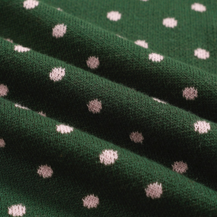 Men's green polka dot vintage knit cardigan