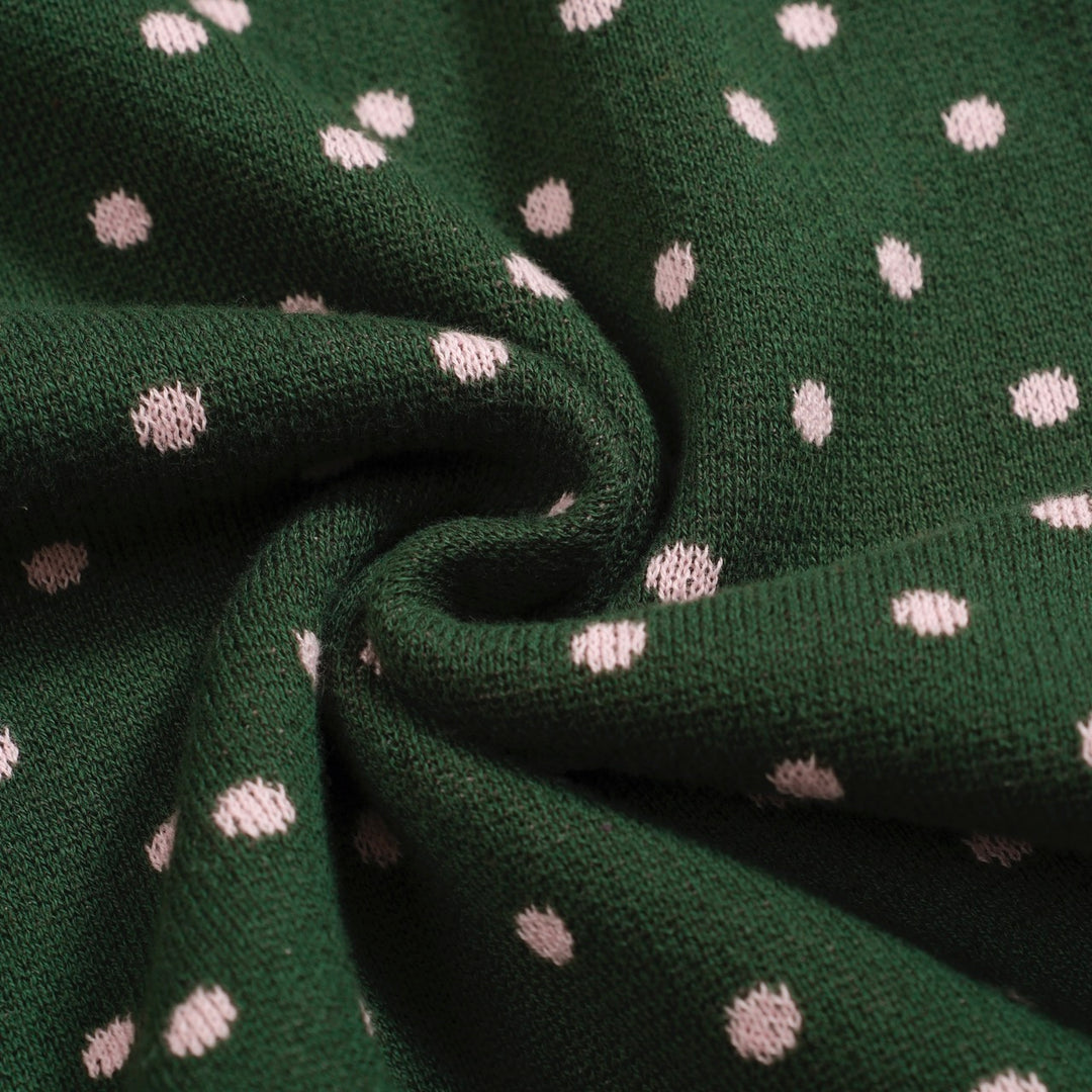 Men's green polka dot vintage knit cardigan