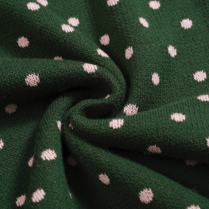 Men's green polka dot vintage knit cardigan