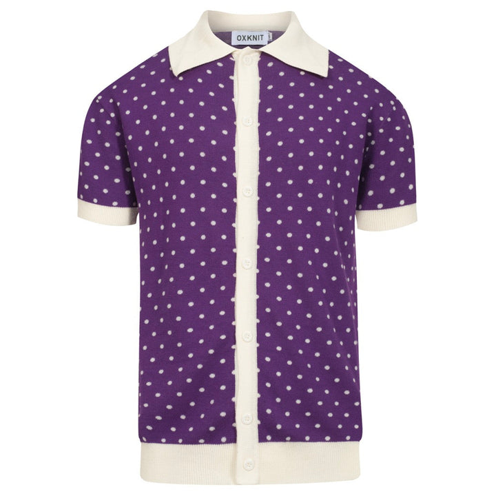 Mænds lilla polka dot stribet cardigan