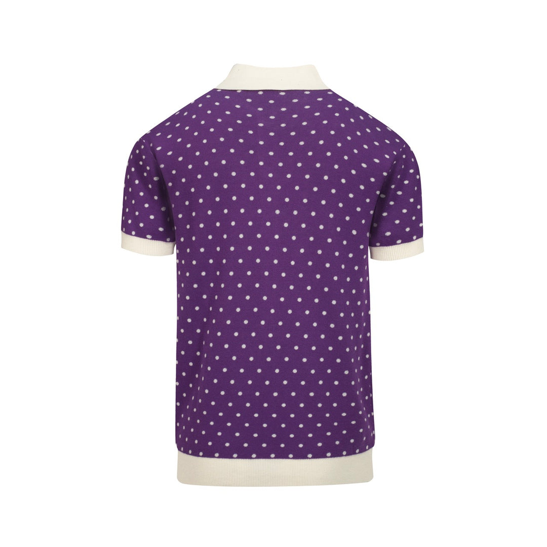 Mænds lilla polka dot stribet cardigan