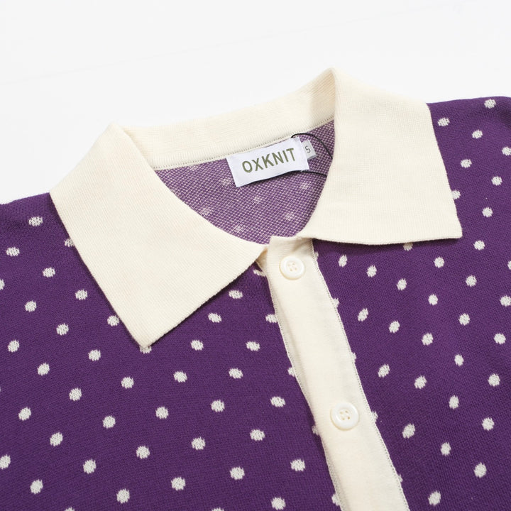Mænds lilla polka dot stribet cardigan