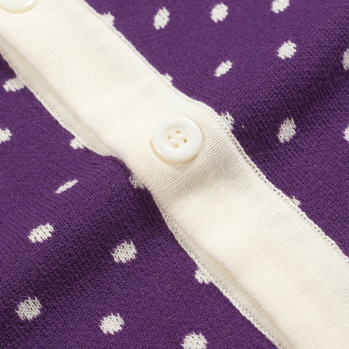 Mænds lilla polka dot stribet cardigan