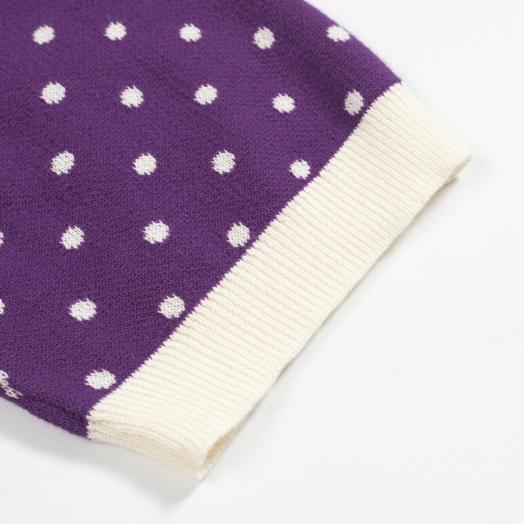 Mænds lilla polka dot stribet cardigan