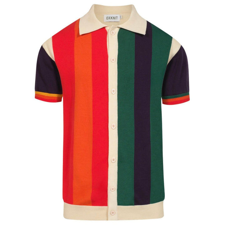 Cárdigan de rayas a rayas multicolores para hombres cárdigan