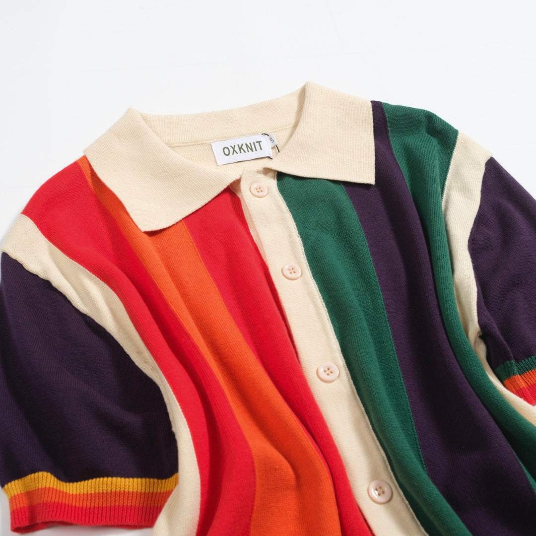 Cárdigan de rayas a rayas multicolores para hombres cárdigan