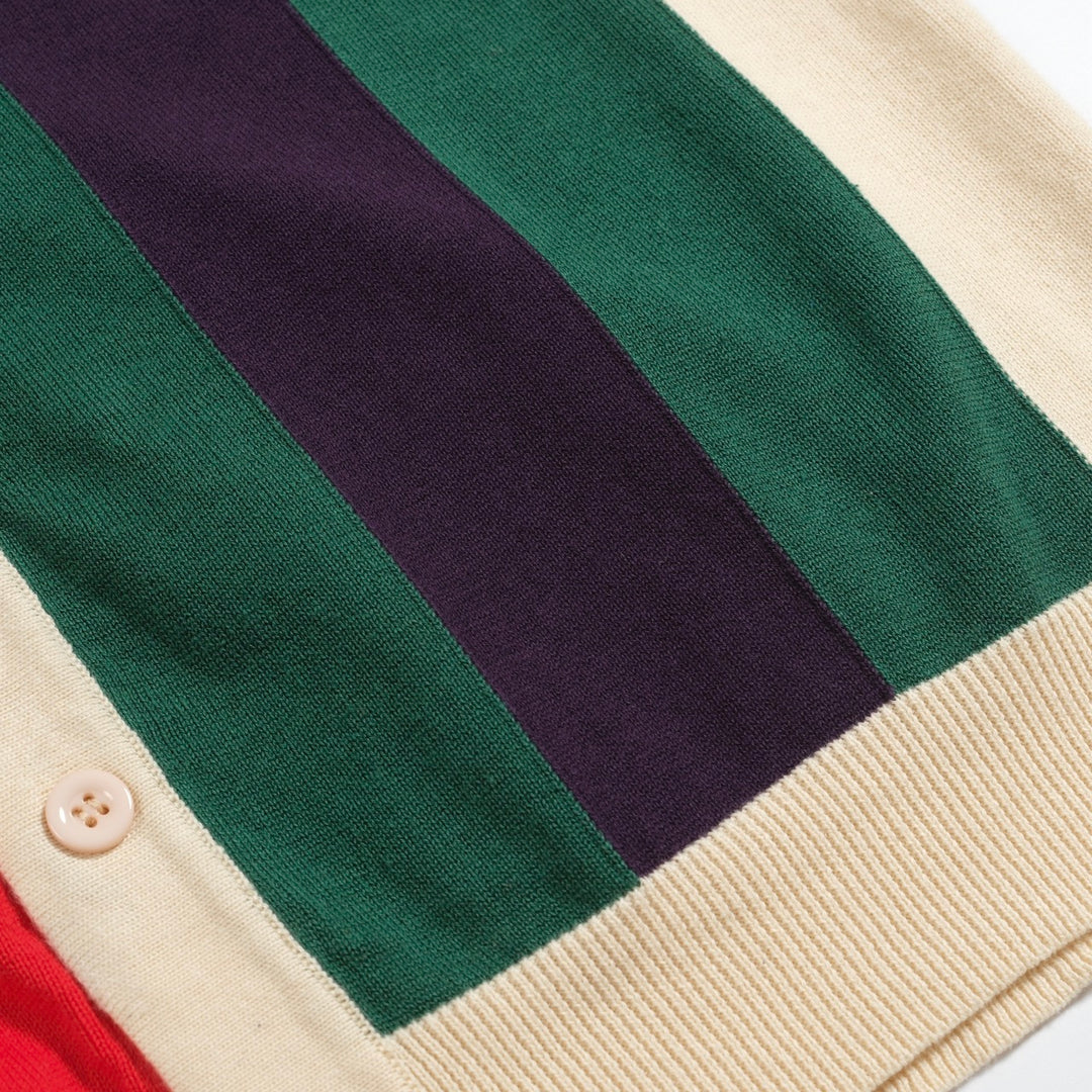 Cárdigan de rayas a rayas multicolores para hombres cárdigan