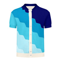 Men's multi-colored striped vintage jacquard cardigan