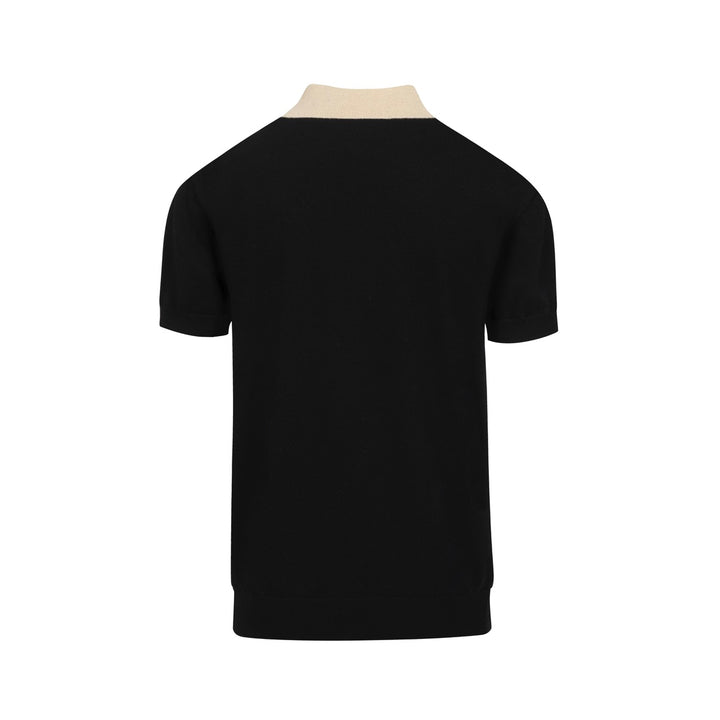 Men's black vintage 60's knitted polo shirt