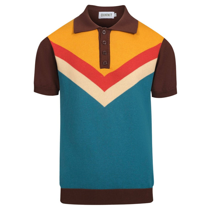 Men's vintage vintage jacquard knitted polo shirt