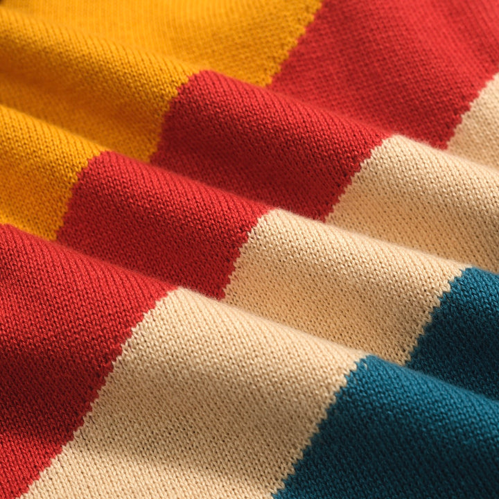 Men's vintage vintage jacquard knitted polo shirt