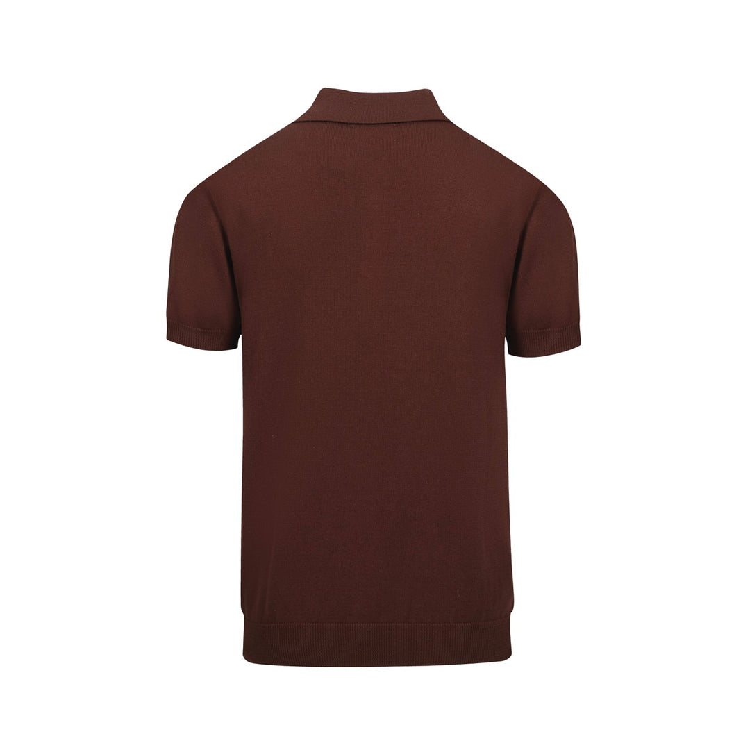 Men's vintage vintage jacquard knitted polo shirt