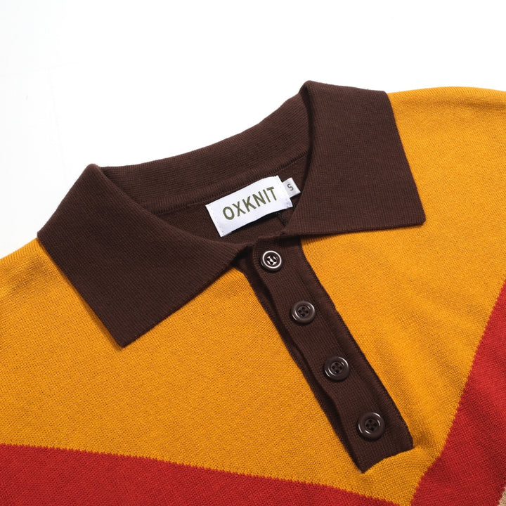 Men's vintage vintage jacquard knitted polo shirt