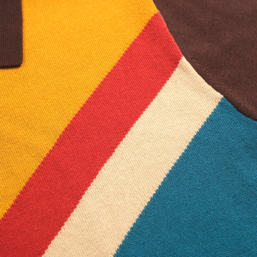 Men's vintage vintage jacquard knitted polo shirt
