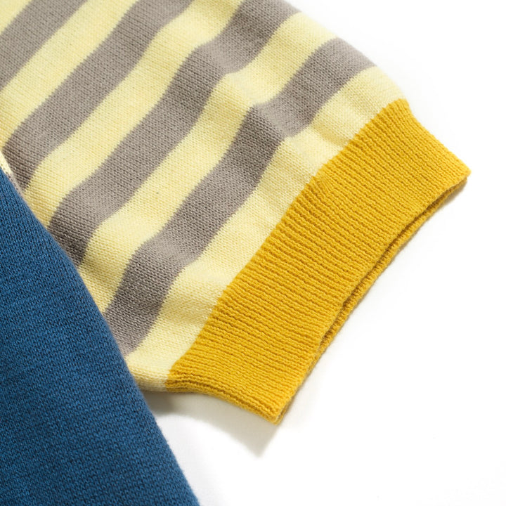 Women's blue vintage jacquard knit T-shirt
