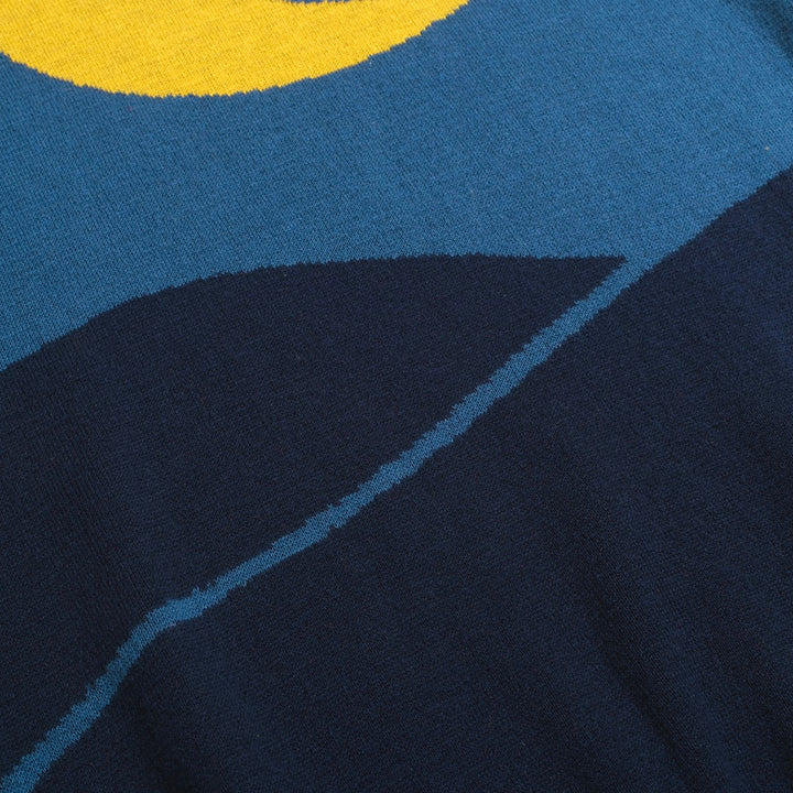 Women's blue vintage jacquard knit T-shirt