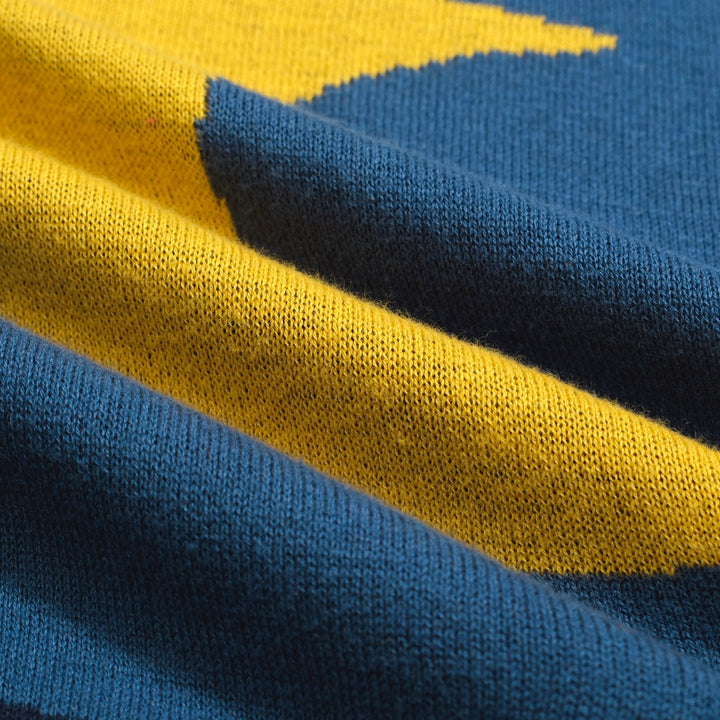 Women's blue vintage jacquard knit T-shirt