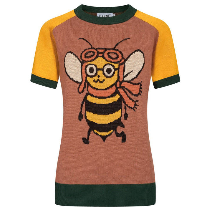 Camiseta de Knit Jacquard Sun Women's Green - Tamaño de la versión corta