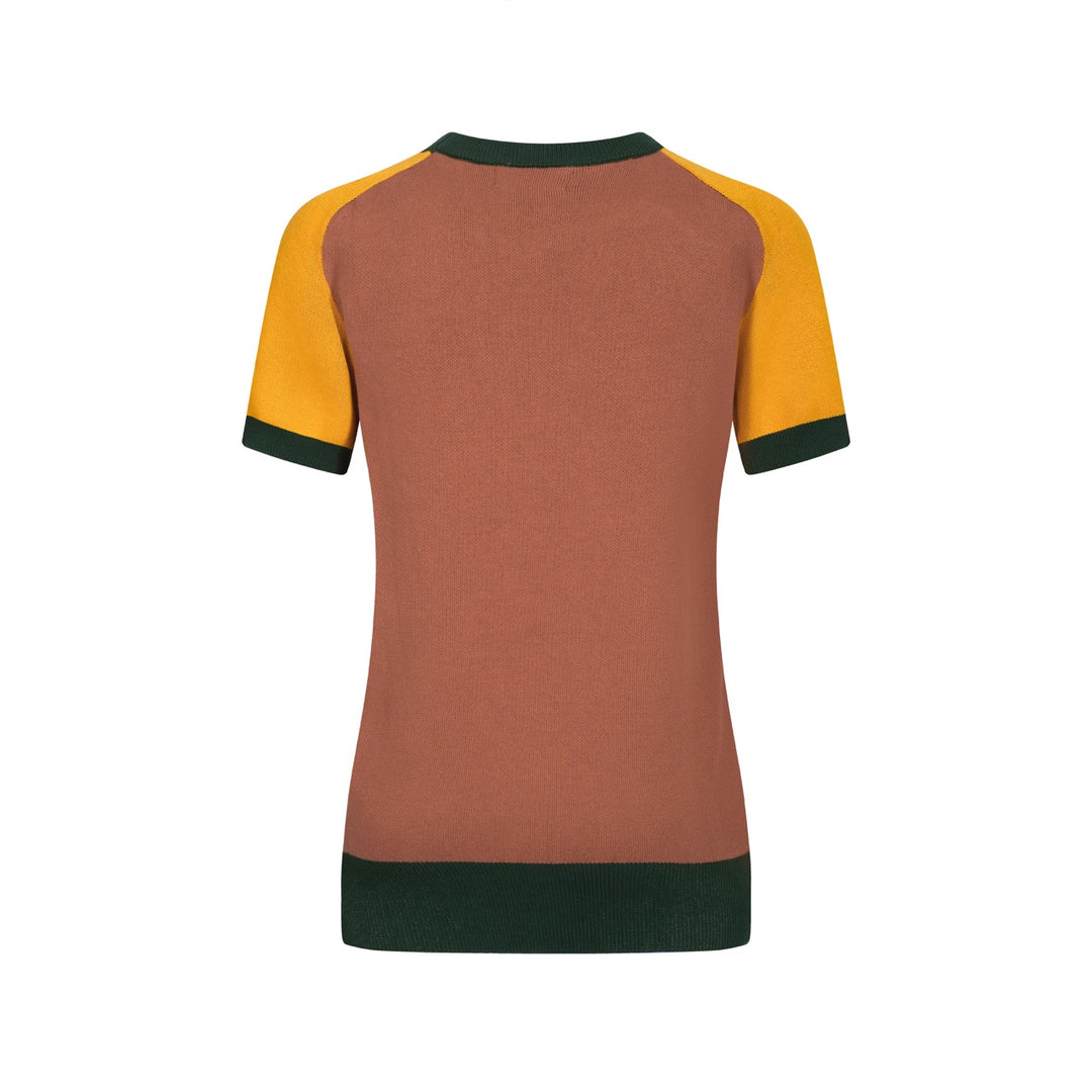Camiseta de Knit Jacquard Sun Women's Green - Tamaño de la versión corta