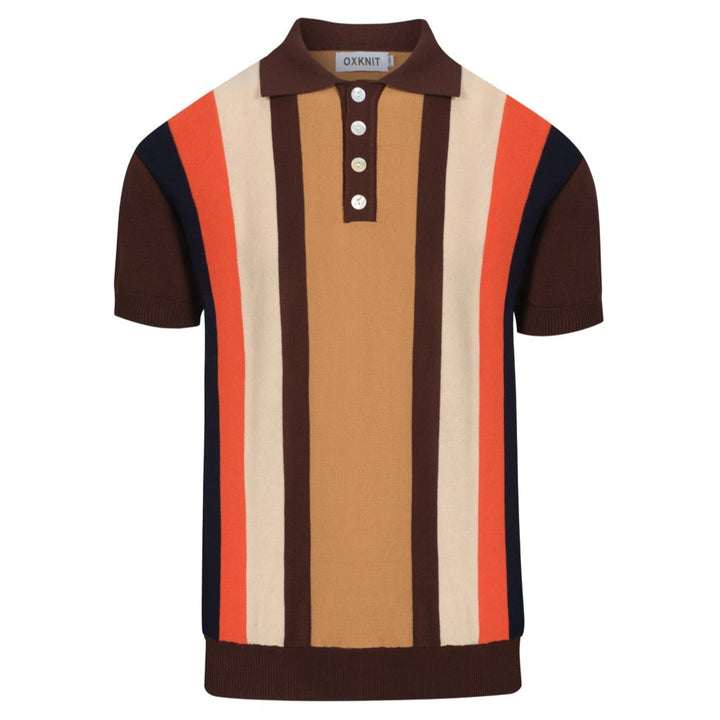 Men's brown vintage 60's knitted polo shirt