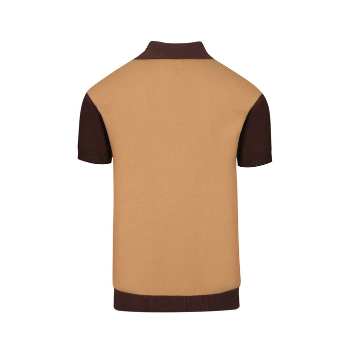 Men's brown vintage 60's knitted polo shirt