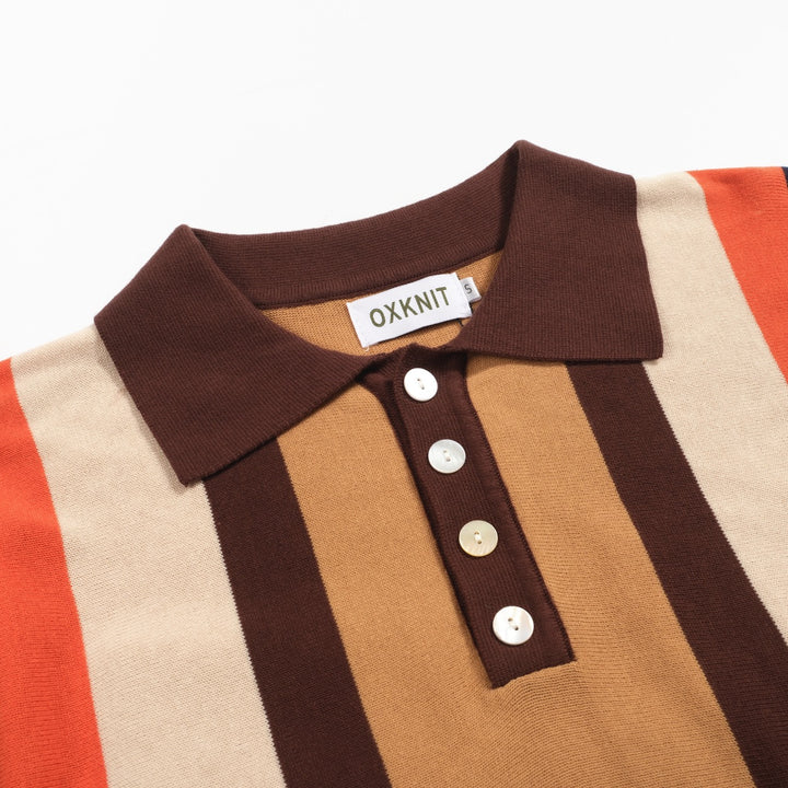 Men's brown vintage 60's knitted polo shirt