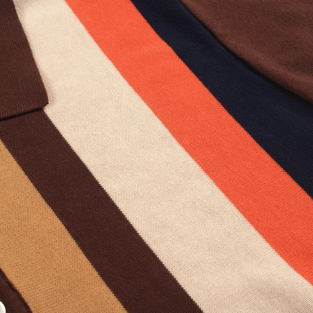 Men's brown vintage 60's knitted polo shirt