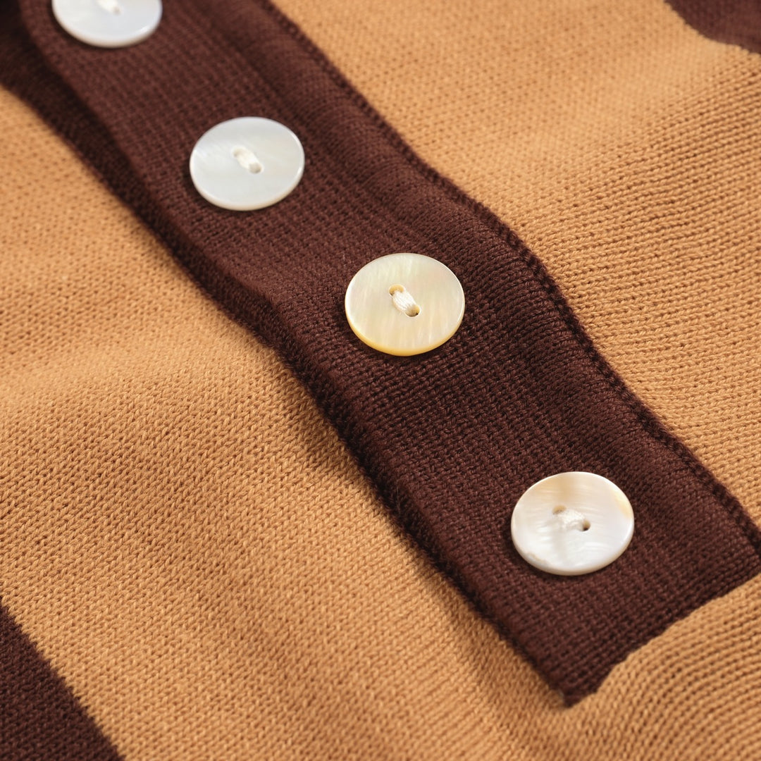 Men's brown vintage 60's knitted polo shirt