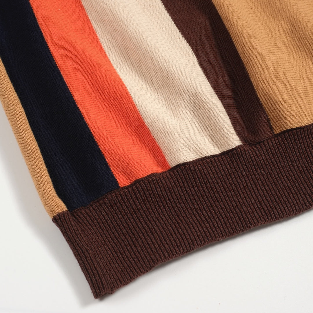 Men's brown vintage 60's knitted polo shirt
