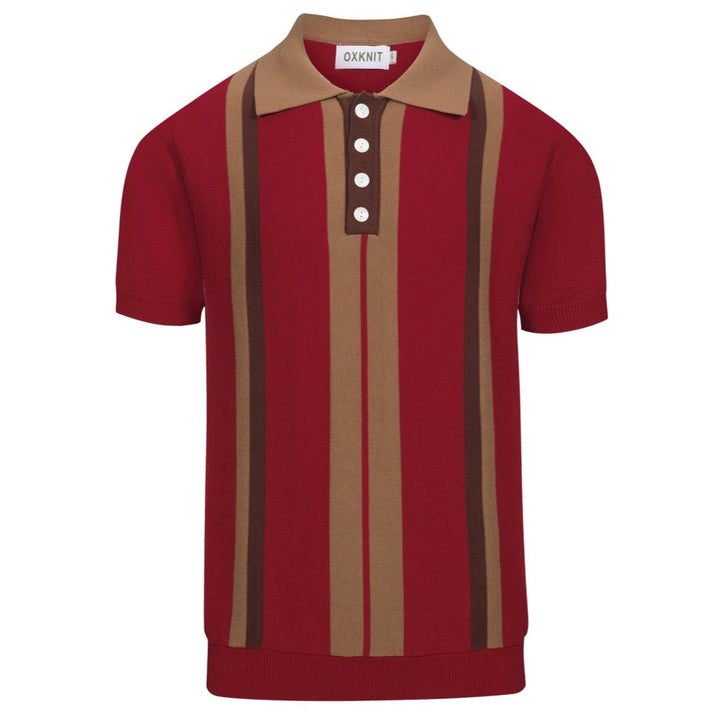 Men's red vintage 50's knitted polo shirt