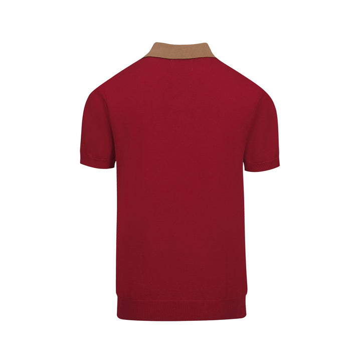 Men's red vintage 50's knitted polo shirt