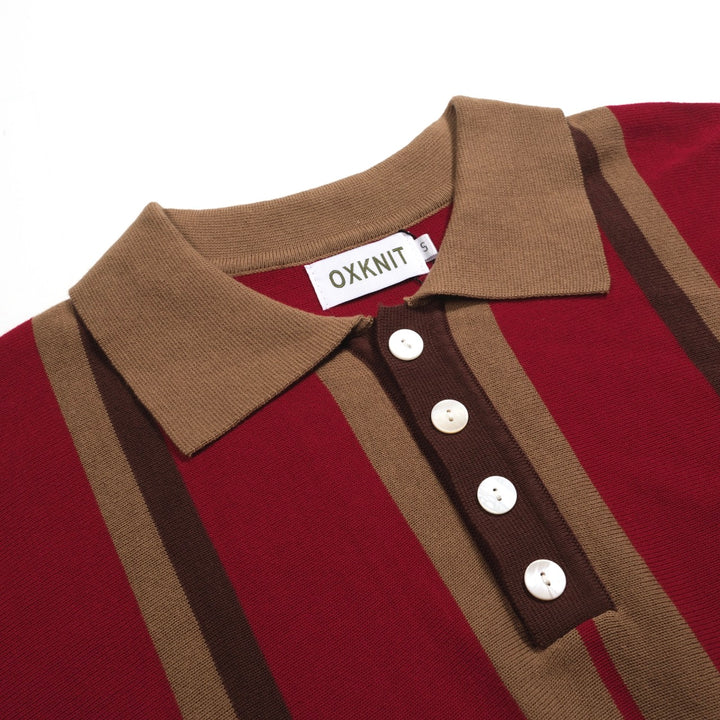 Men's red vintage 50's knitted polo shirt