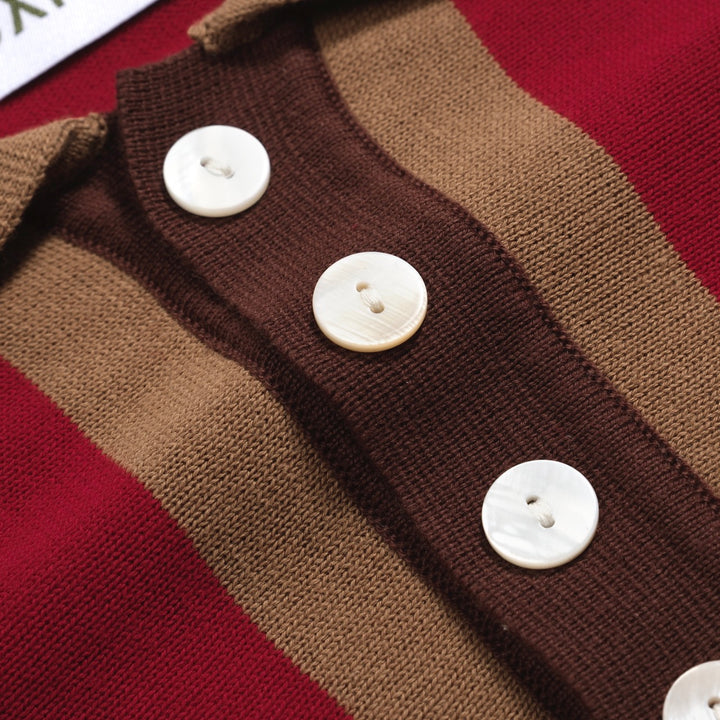 Men's red vintage 50's knitted polo shirt