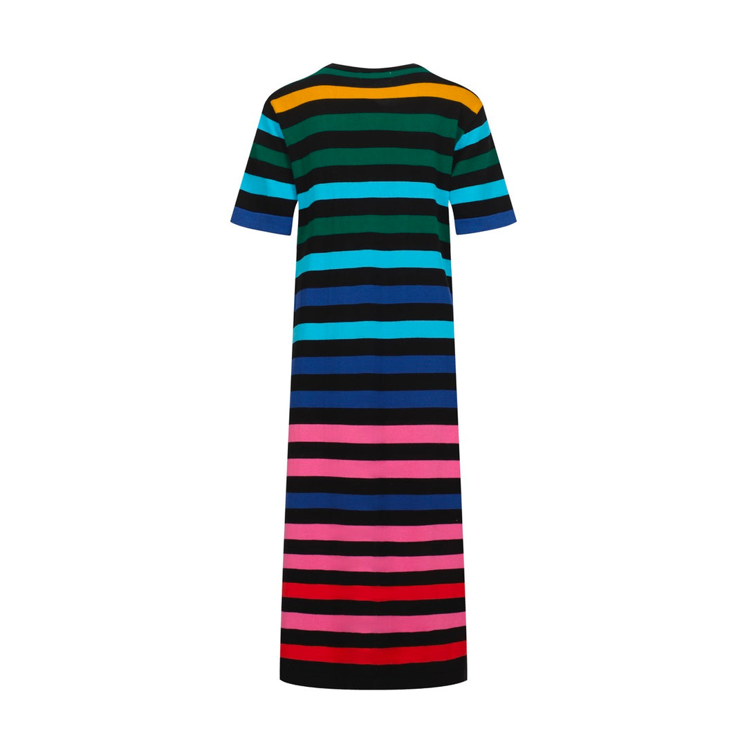 Women's navy blue vintage striped knit dress