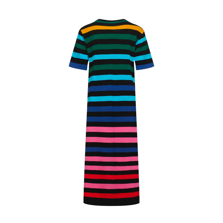 Women's navy blue vintage striped knit dress