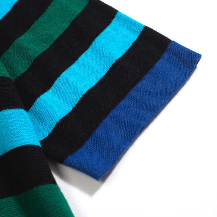 Women's navy blue vintage striped knit dress
