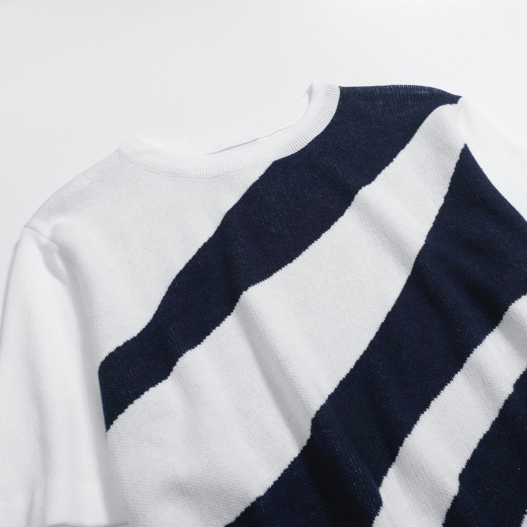 Women's dark blue vintage art pattern knit dress