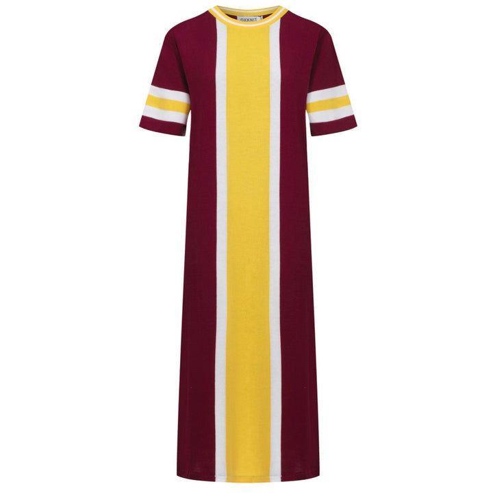 Women's deep red vintage 60's striped knit dress