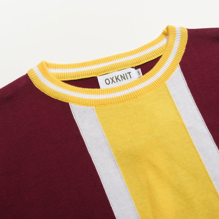 Women's deep red vintage 60's striped knit dress