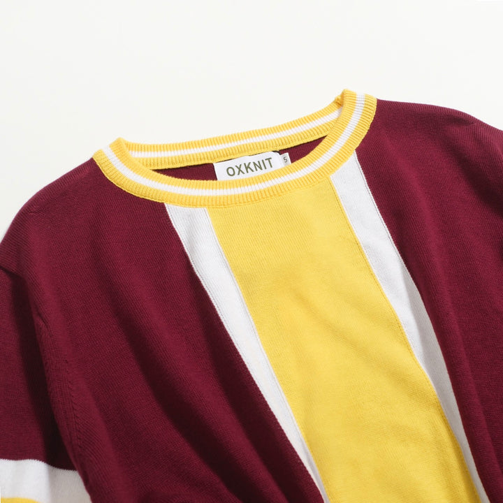 Women's deep red vintage 60's striped knit dress